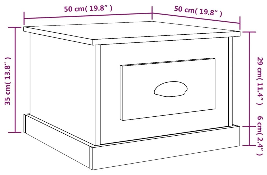 Mesa de centro 50x50x35 cm derivados madeira branco