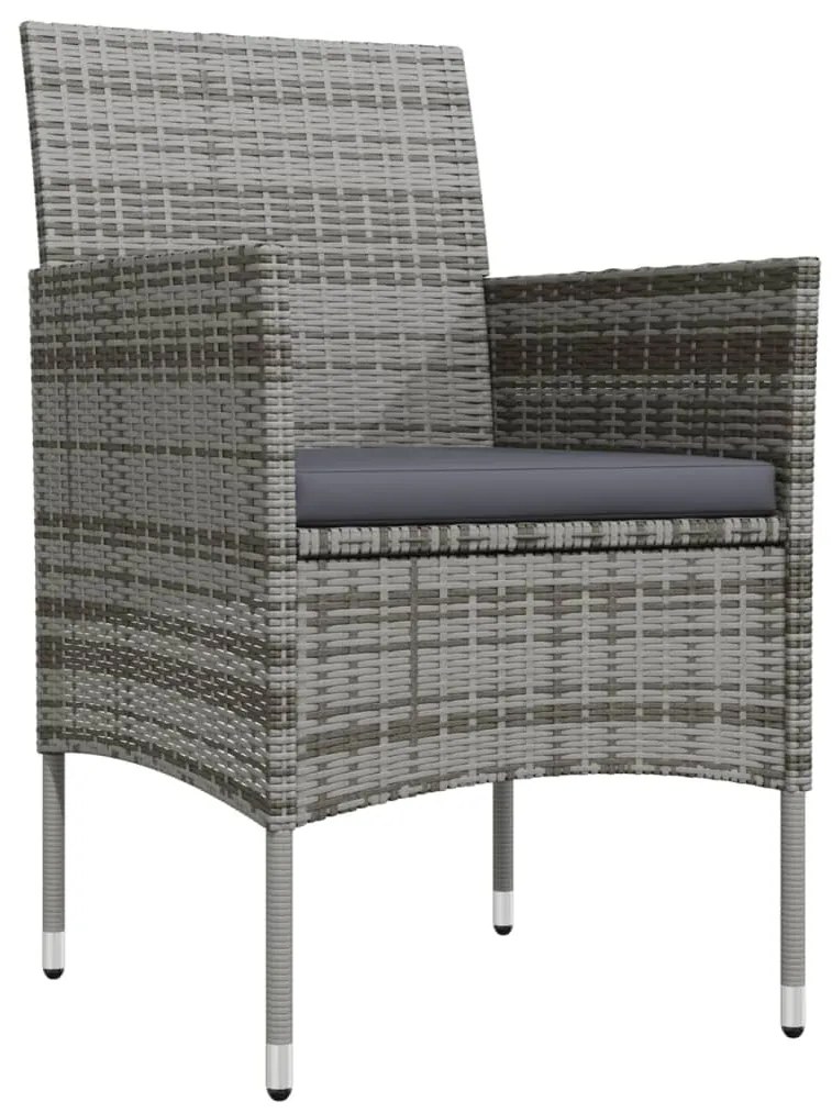 7 pcs conjunto de jantar p/ jardim c/ almofadões cinza e preto
