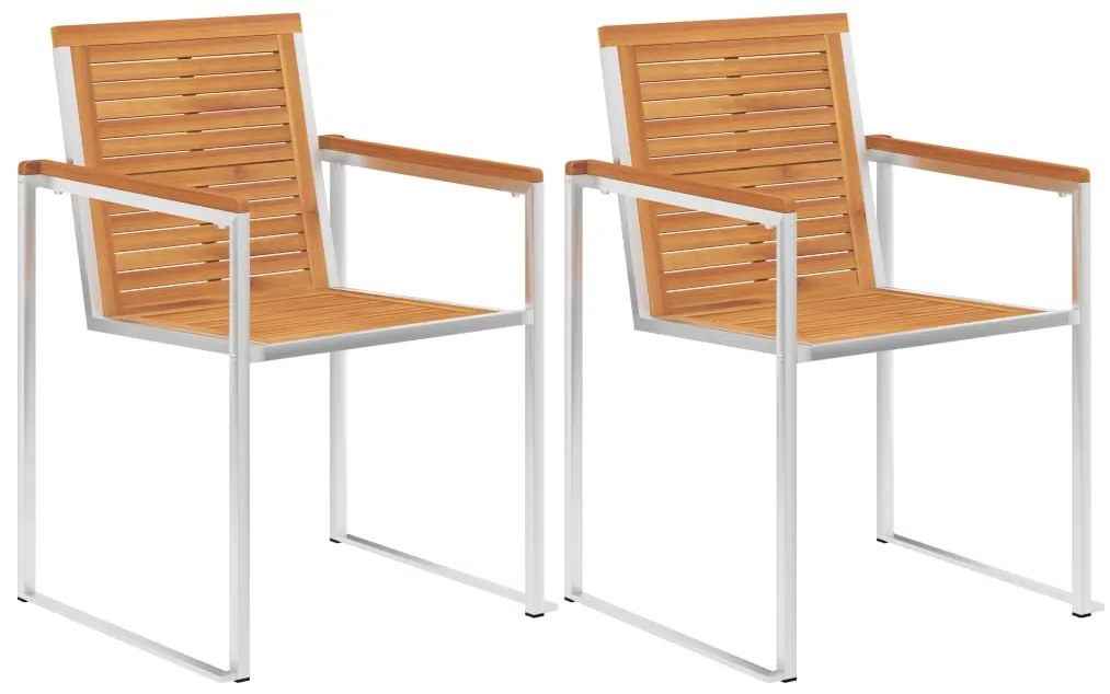 Cadeiras de jardim com almofadões 2 pcs acácia maciça e aço