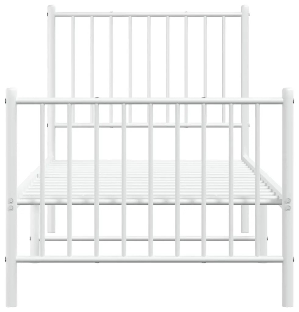 Estrutura de cama com cabeceira e pés 75x190 cm metal branco