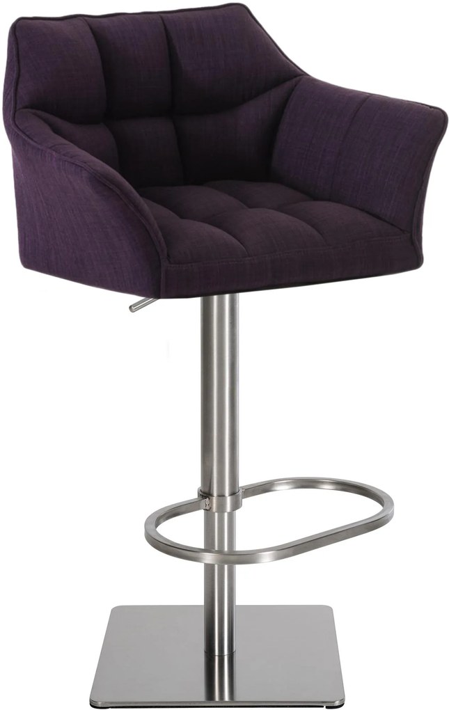 Banco de bar Damaso em tecido e com estrutura prateada 64 x 88-113 x 45 cm Roxo