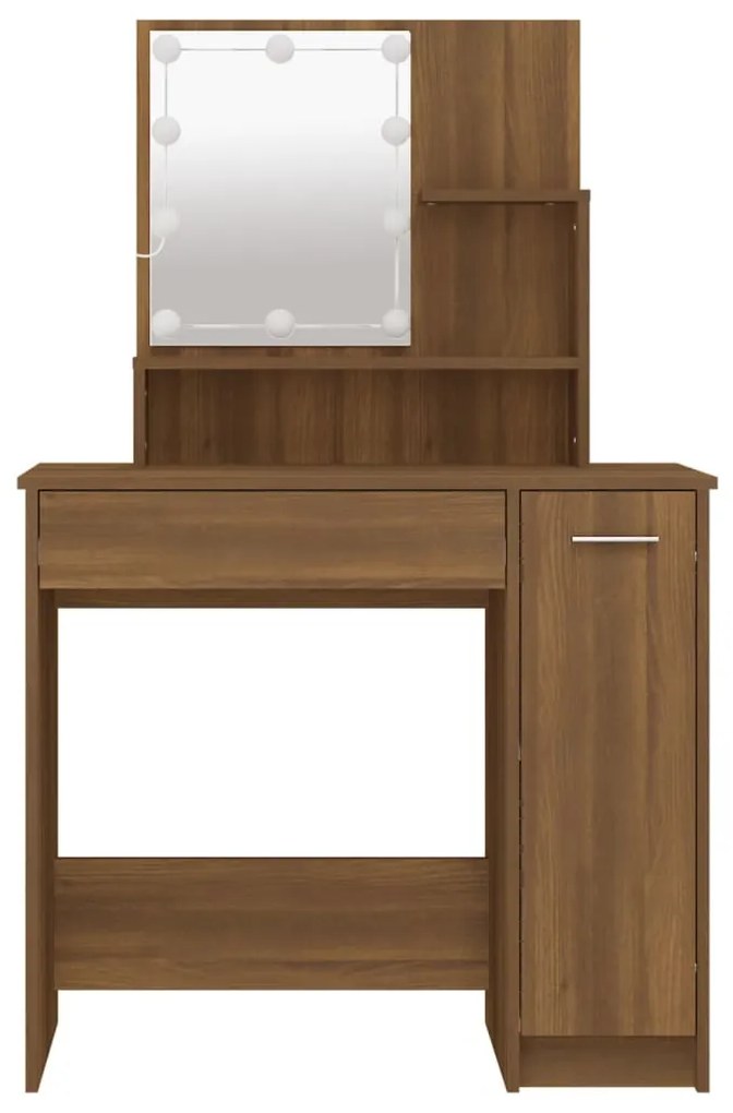 Toucador com LEDs 86,5x35x136 cm cor carvalho castanho
