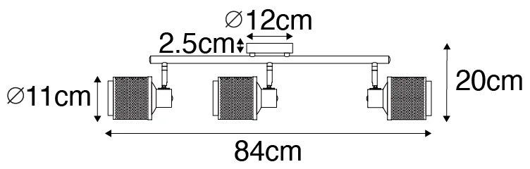 Ponto industrial preto com ouro 3-light - Kayden Industrial