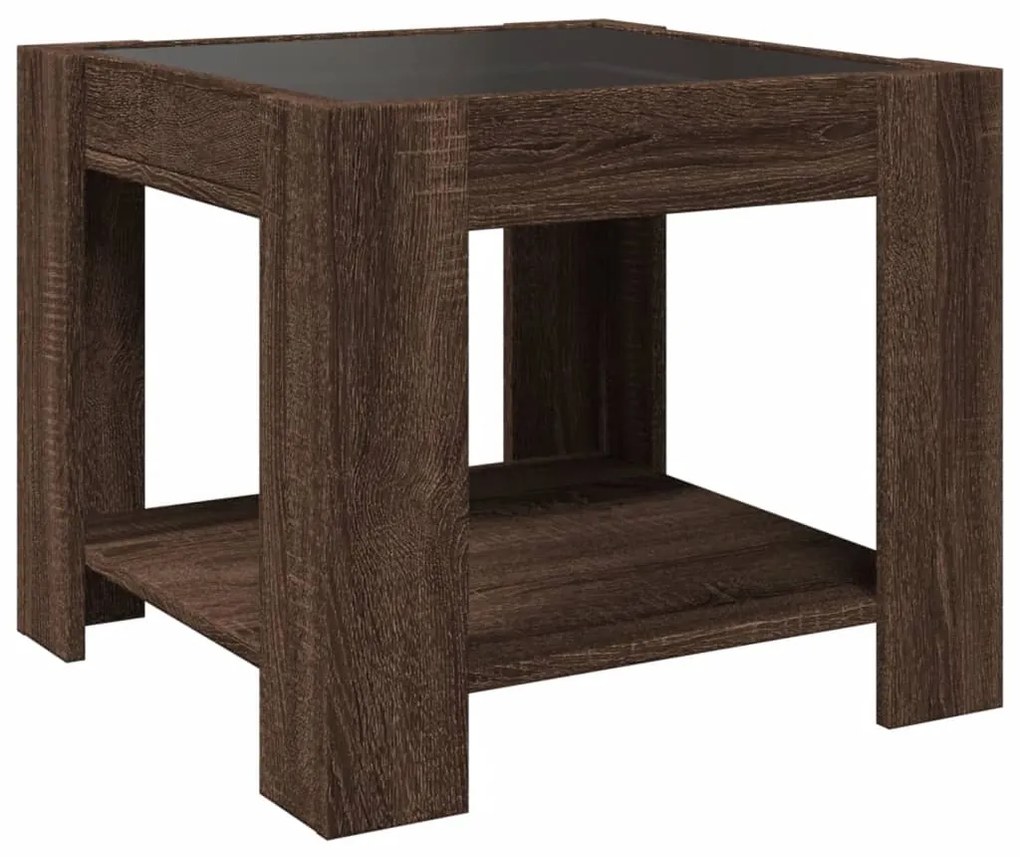 Mesa de centro c/ LEDs 53x53x45 cm derivados de madeira