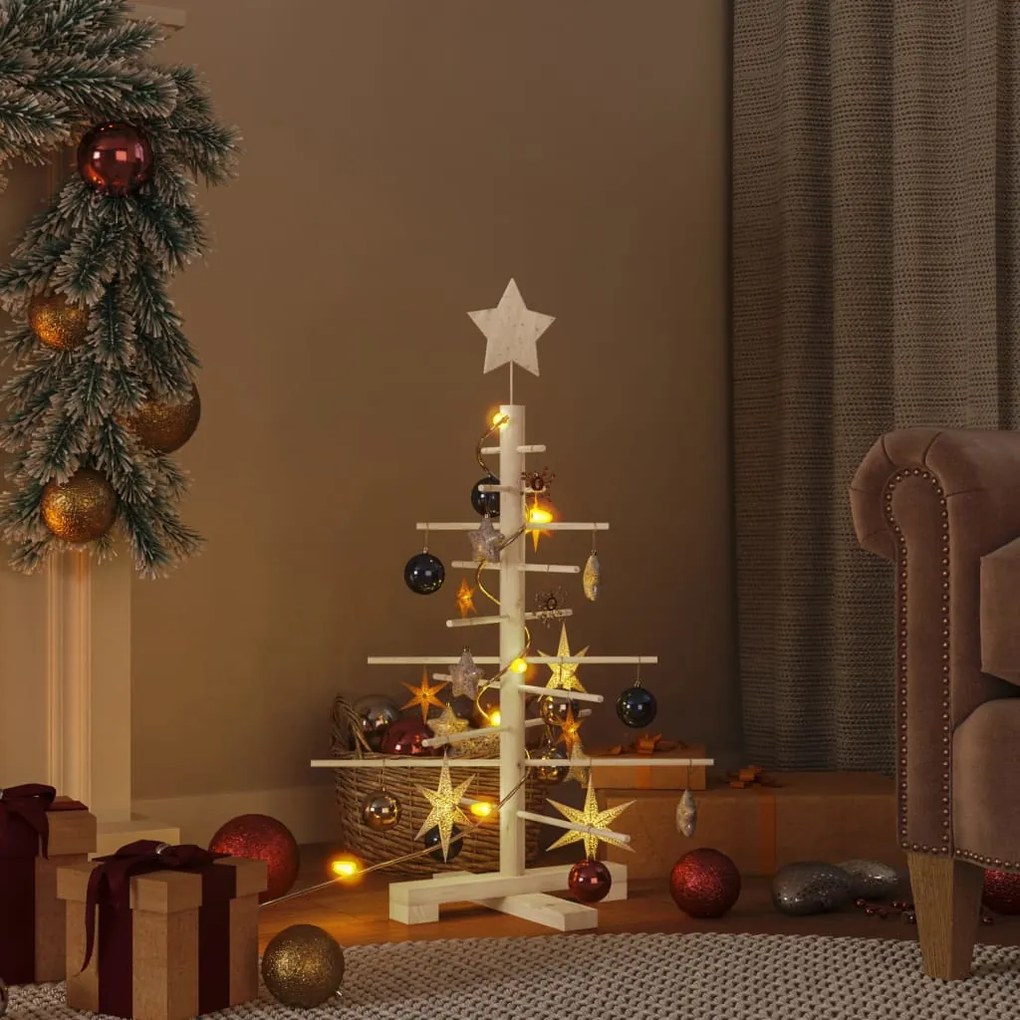 vidaXL Árvore de Natal decorativa 75 cm madeira de pinho maciça