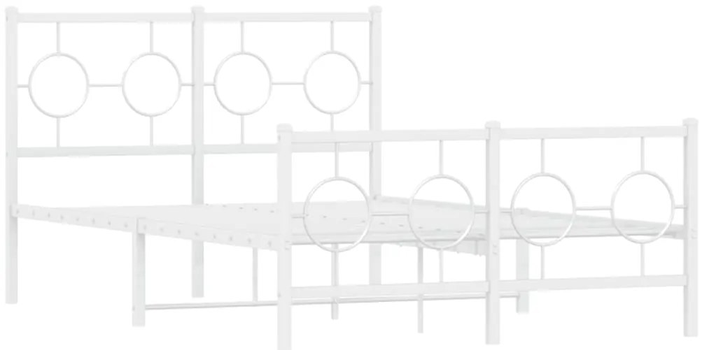 Estrutura de cama com cabeceira e pés 120x200 cm metal branco