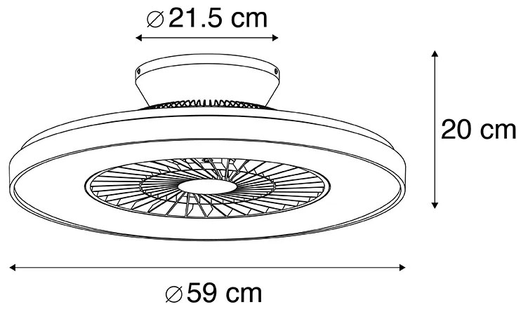 LED Ventilador de teto prateado com efeito de estrela regulável - Climo Design
