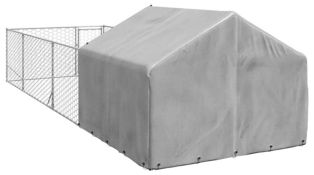 Canil exterior para cães com corredor 6x2x1,5 m aço galvanizado