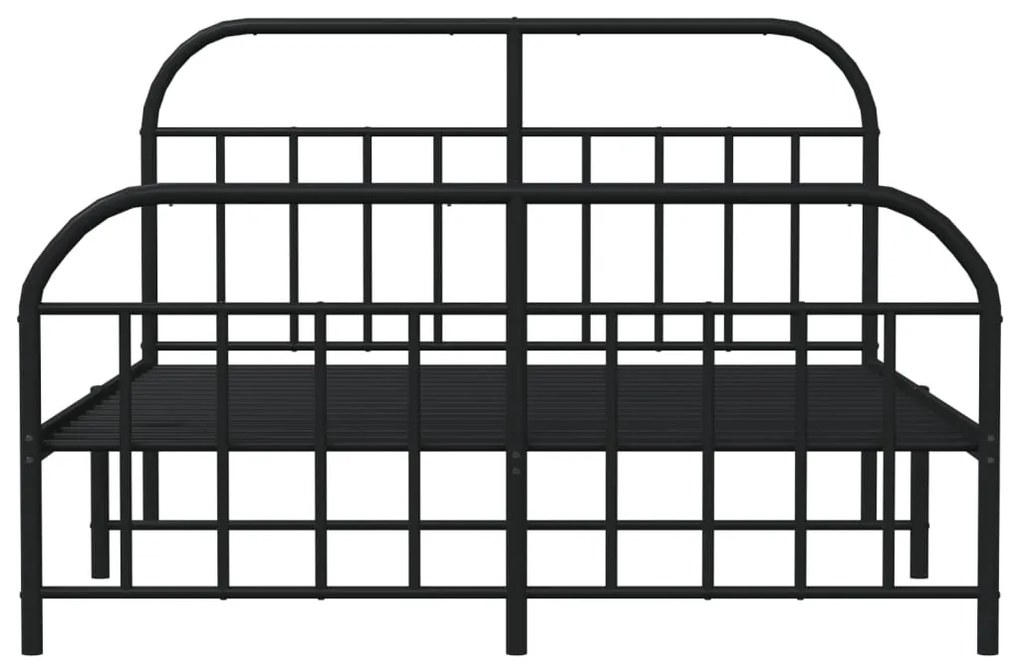 Estrutura de cama com cabeceira e pés 140x200 cm metal preto