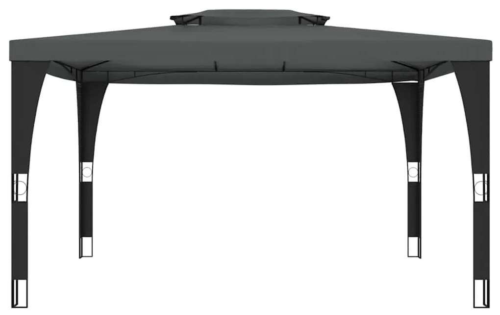 Gazebo com telhado duplo 3,98x2,98 m aço antracite