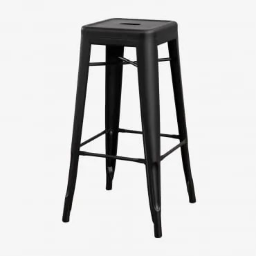 Pack De 4 Bancos Altos Empilháveis Em Aço Lix Preto Mate & ↑75 Cm - Sklum