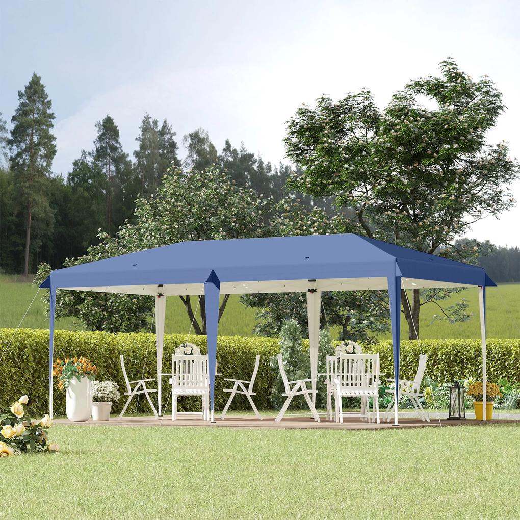 Outsunny Tenda Dobrável 6x3 Tenda de Jardim Portátil com Bolsa de Transporte Tecido Oxford Estrutura de Aço para Exterior Festas Acampamento Azul