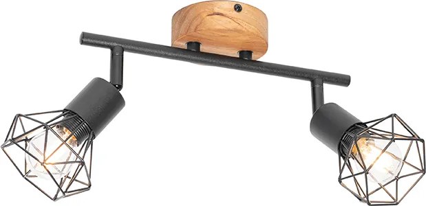 Projetores pretos com madeira rotativos e inclináveis 2-luzes - Mosh