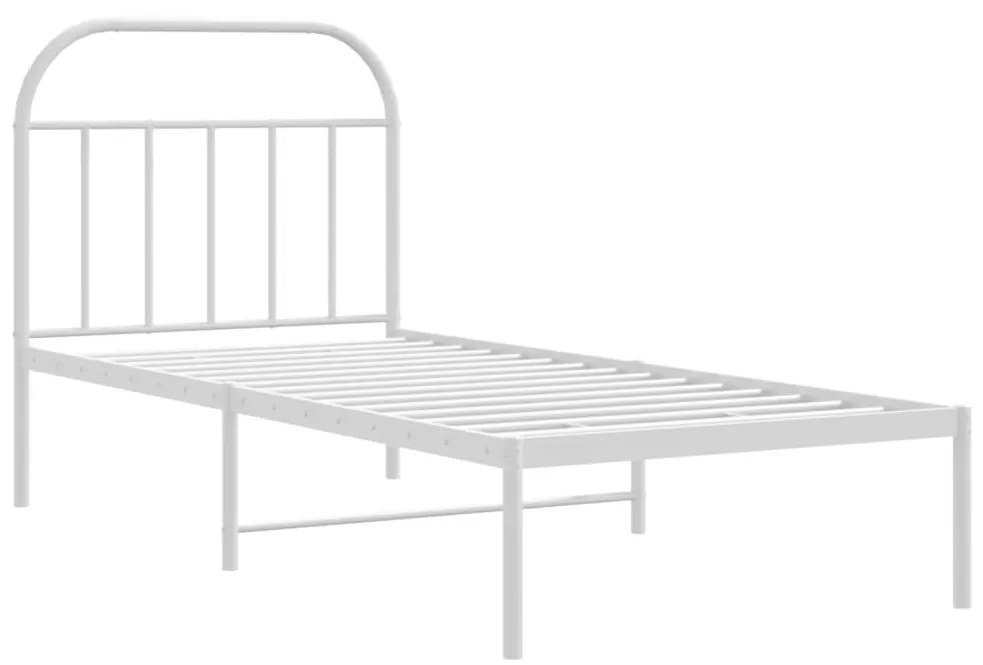 Estrutura de cama com cabeceira 90x190 cm metal branco