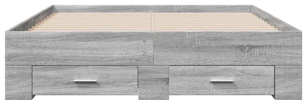 Estrutura de cama c/ gavetas derivados madeira cinza sonoma