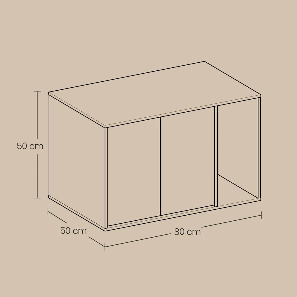 Armário para caixa de areia (NÃO INCLUIDA) com portas push-to-open para gatos grandes 80 x 50 x 50 cm preto