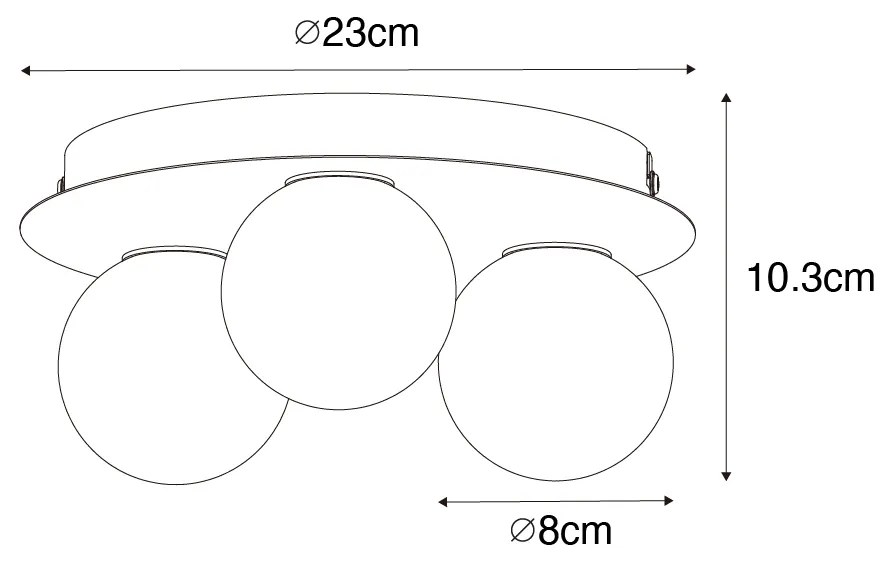 Moderna luminária de teto para banheiro preto 3 luzes - Cederic Moderno