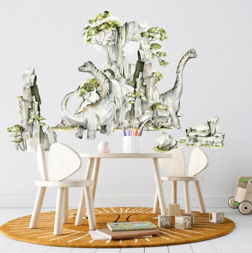 Autocolantes de parede - Dinossauros nas rochas