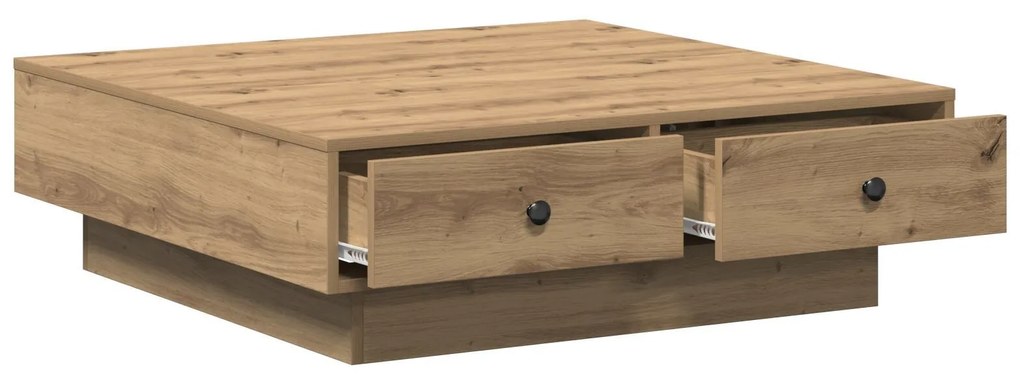 Mesa de Centro Carvalho Artesanal Folheado, MDF 90 x 90 x 28 cm