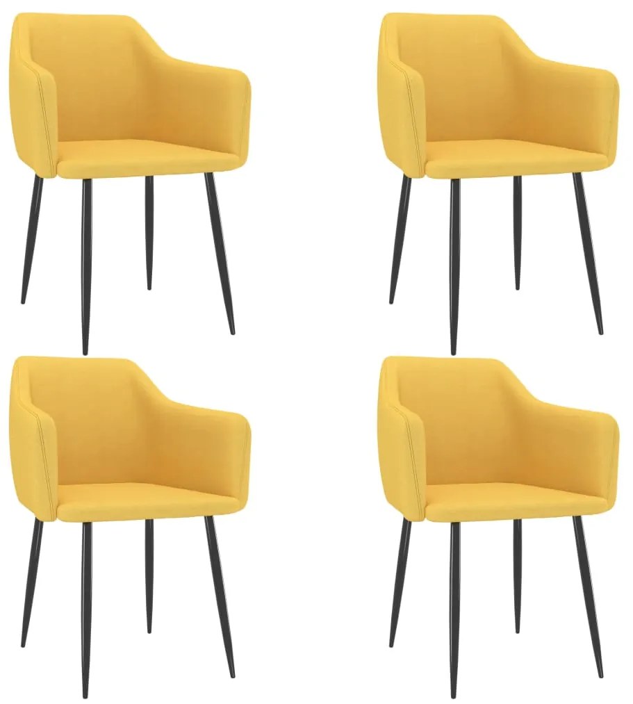 vidaXL Cadeiras de jantar 4 pcs tecido amarelo