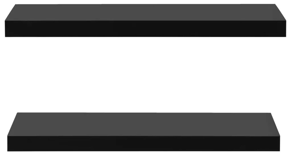 Prateleiras de parede suspensas 2 pcs 80x20x3,8 cm preto