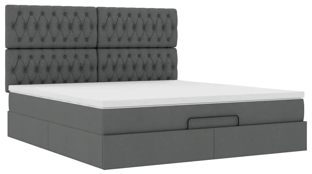 Estrutura de cama otomana com colchão 180x200cm cinzento escuro
