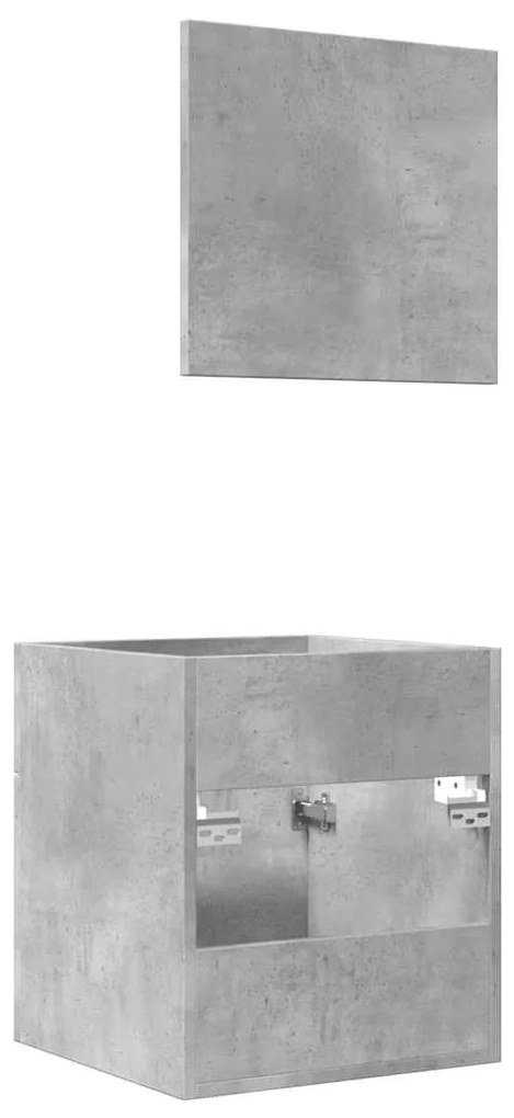 2 pcs conj. móveis casa banho derivados madeira cinza cimento