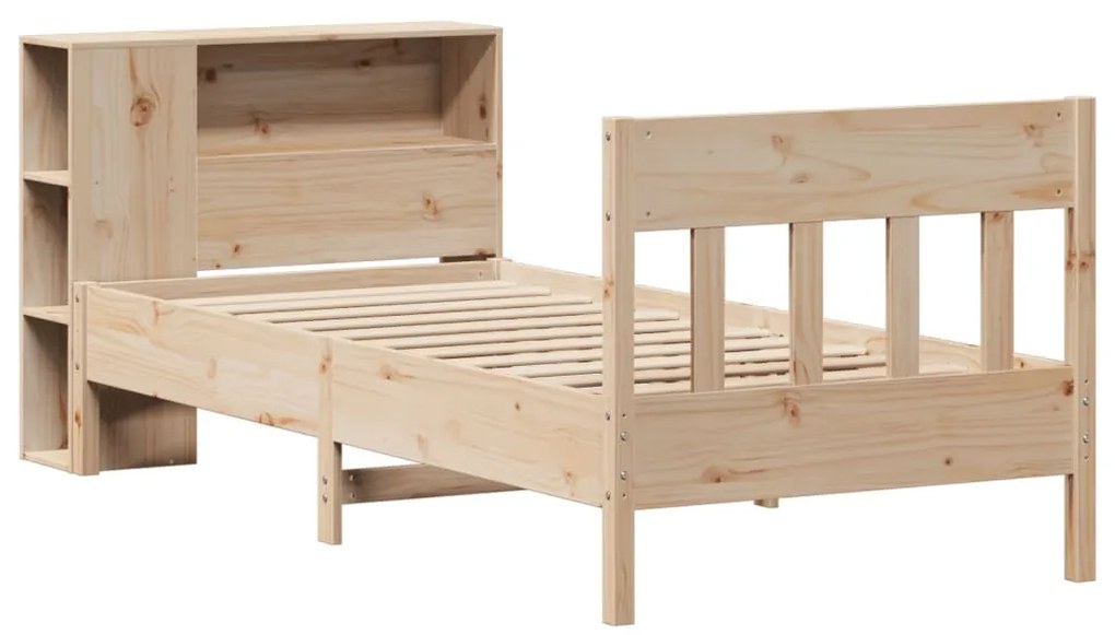 Cama com estante sem colchão 75x190 cm pinho maciço