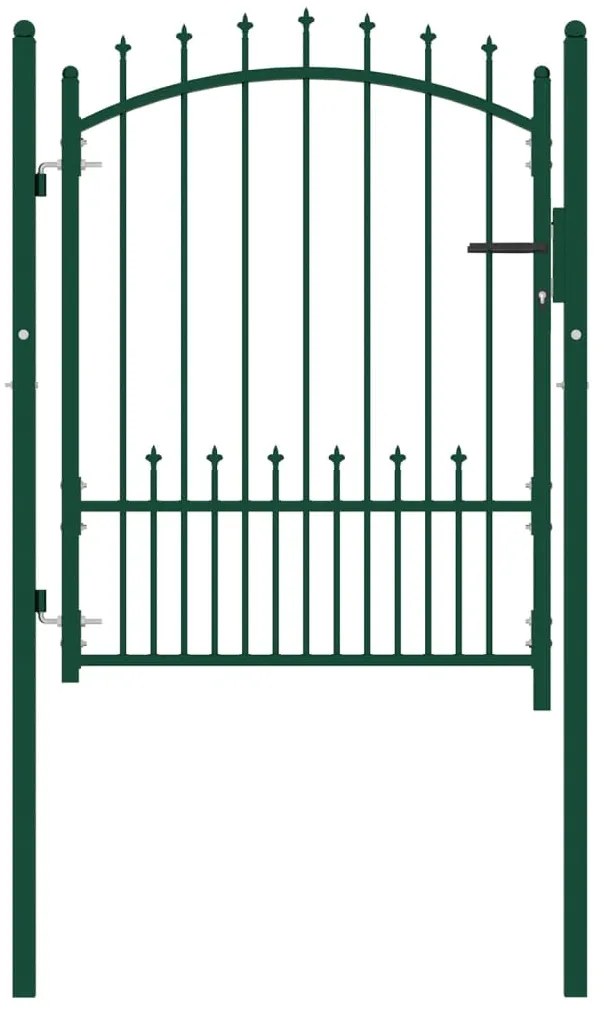 vidaXL Portão para cerca com espetos 100x125 cm aço verde