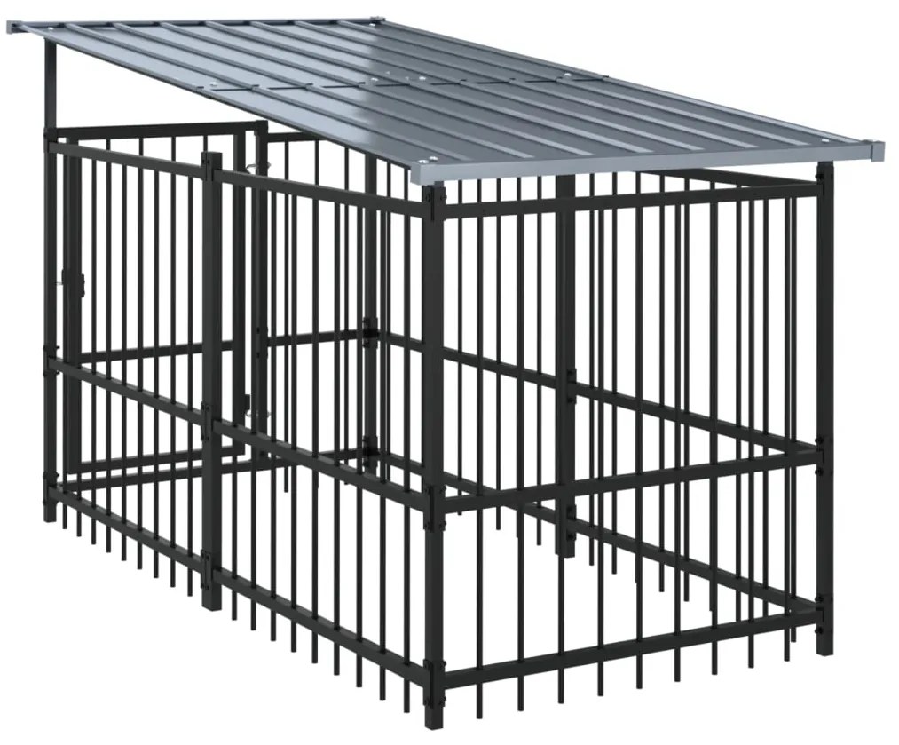 Canil de exterior com telhado 9,38 m² aço