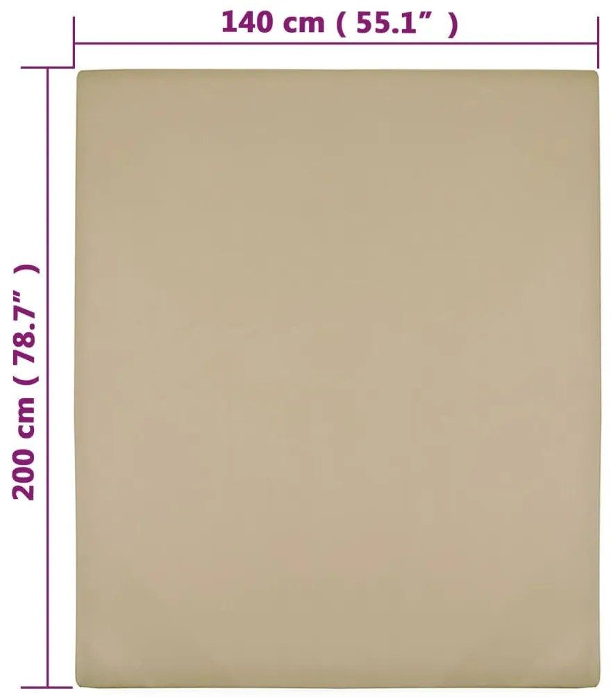 Lençóis ajustáveis 2 pcs 140x200 cm algodão jersey