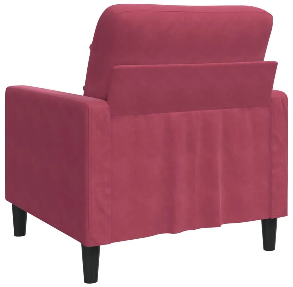 Poltrona 60 cm veludo vermelho-tinto