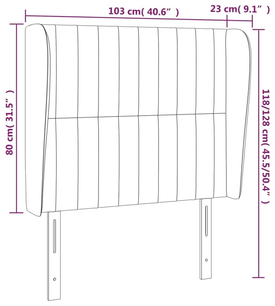 Cabeceira de cama c/ abas tecido 103x23x118/128 cm preto