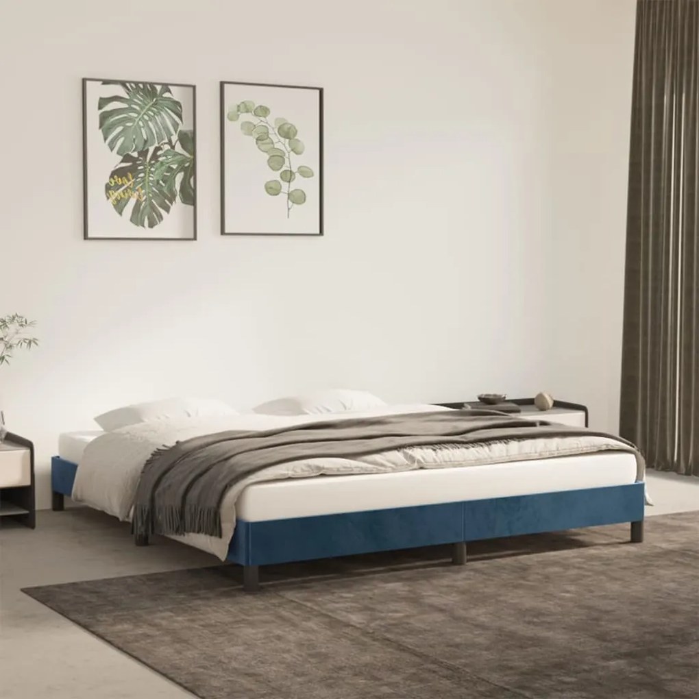 346992 vidaXL Estrutura de cama 180x200 cm veludo azul-escuro
