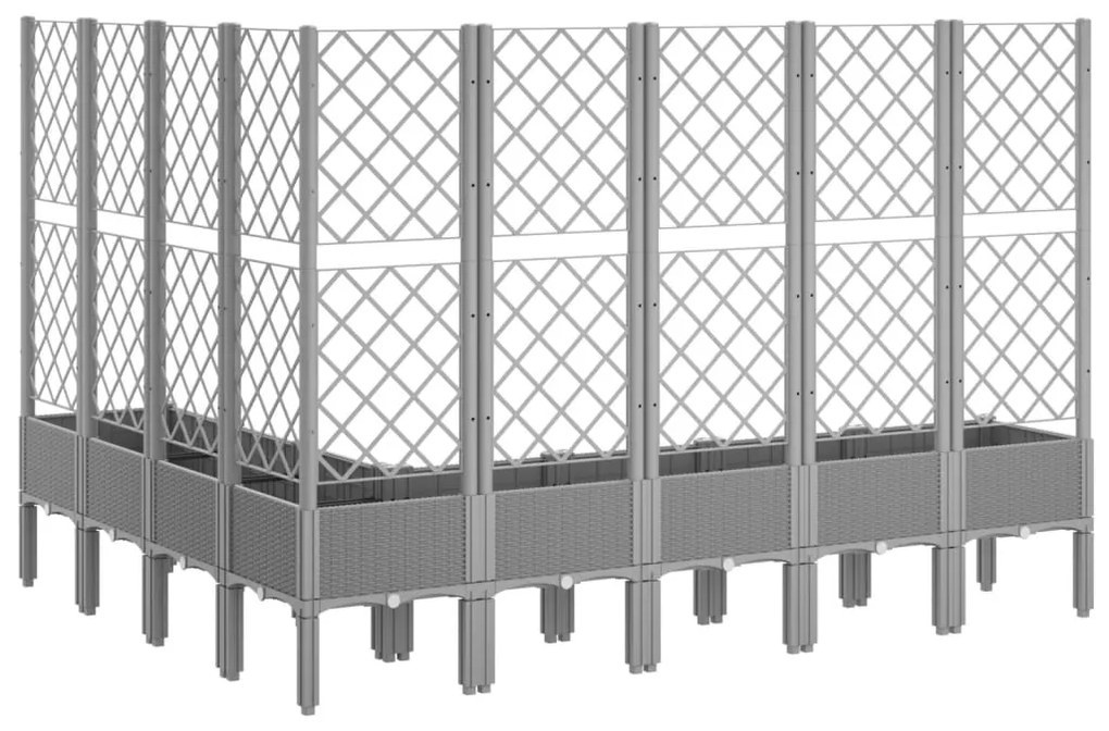Vaso/floreira jardim c/ treliça 200x160x142 cm PP cinza-claro