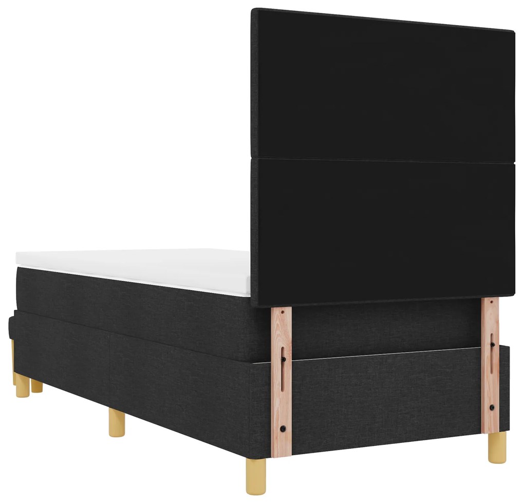 Cama Box Spring vidaXL com Colchão e Banco Preto 100x200 cm Tecido