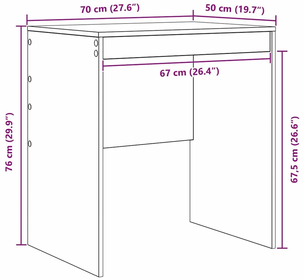 Mesa de Escrita Branca Madeira Engenhada 70 x 50 x 76 cm