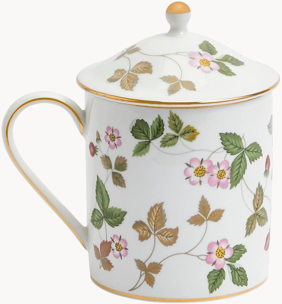 Caneca em Fine Bone China com tampa Wild Strawberry