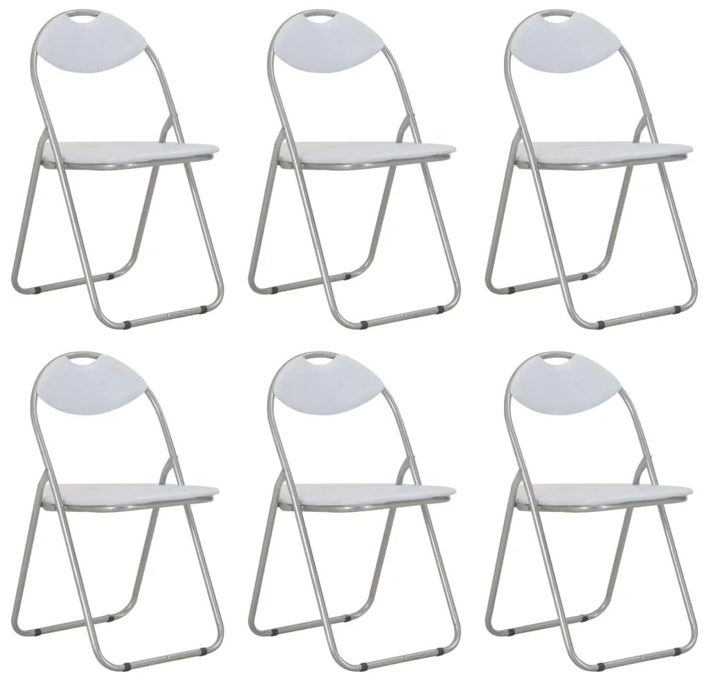 284409 vidaXL Cadeiras de jantar dobráveis 6 pcs couro artificial branco