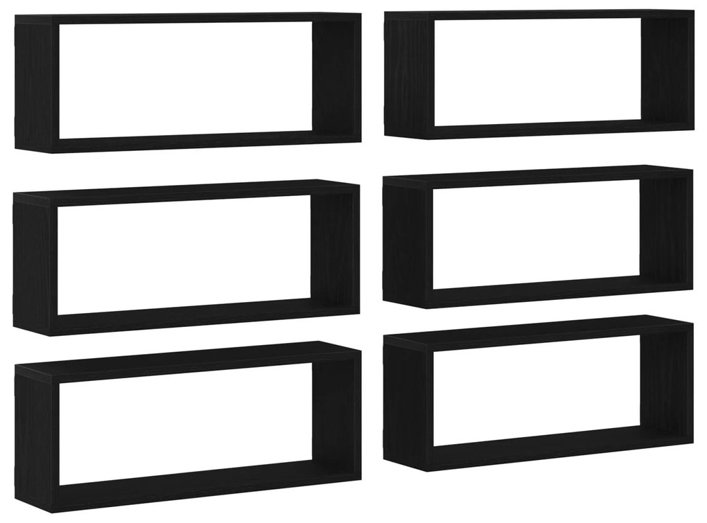 Estantes de Parede vidaXL 6 pcs Carvalho Preto 60x15x23 cm Madeira Eng