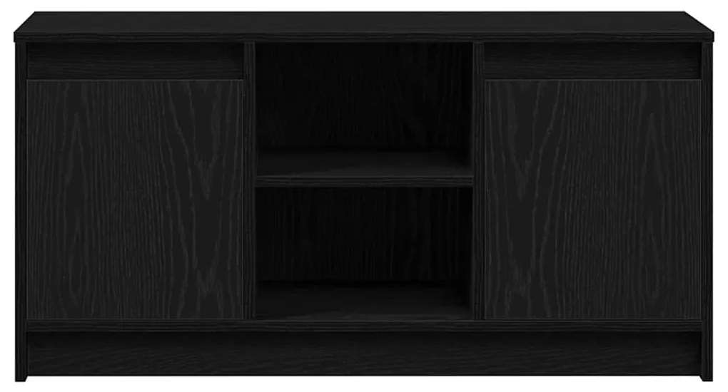 Armário para TV com Luzes de LED em Carvalho Preto, 100x34x50 cm, feit