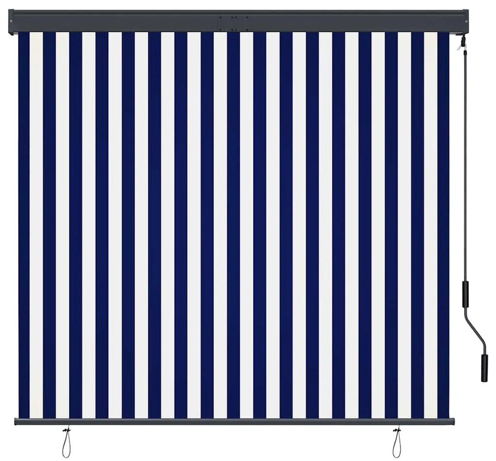 Estore de rolo para exterior 160x250 cm azul e branco