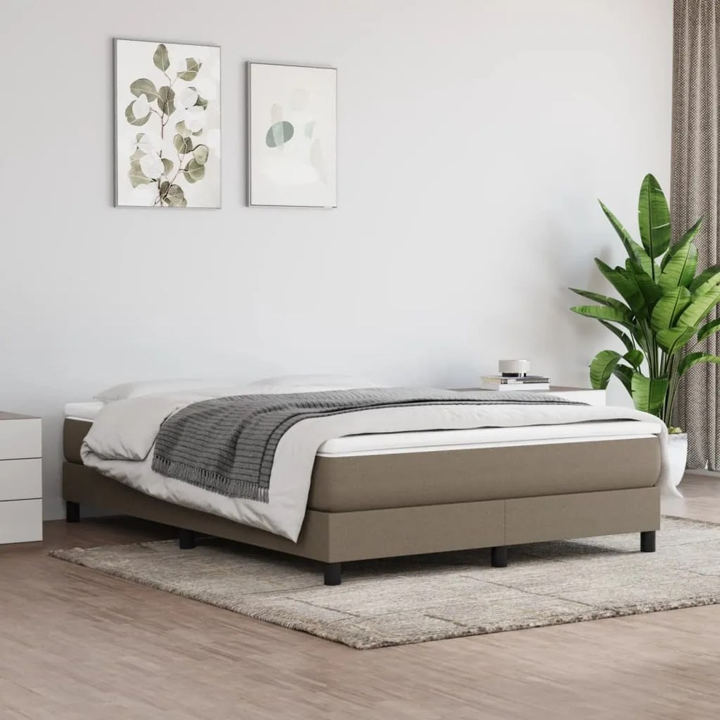 Cama sem colchão 140x190 cm tecido castanho-acinzentado