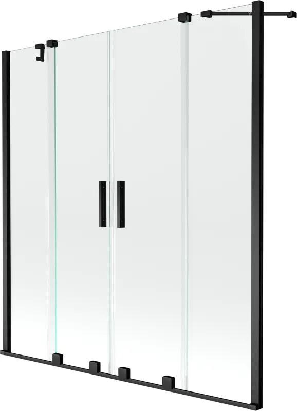 Mexen Velar Duo resguardo de duche de 2 painéis deslizantes 140 x 150 cm, transparente, preto - 896-140-000-02-70