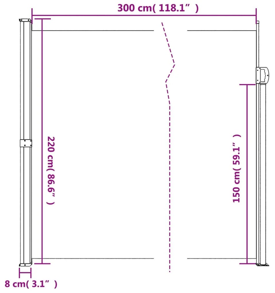 Toldo lateral retrátil 220x300 cm branco