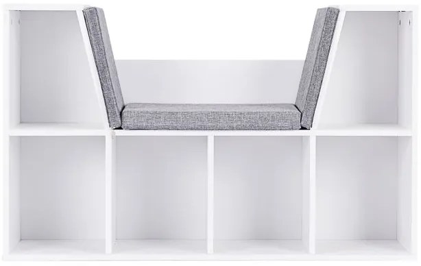 Estante com assento Biblioteca para crianças 102,5 x 30 x 63,5 cm Branco