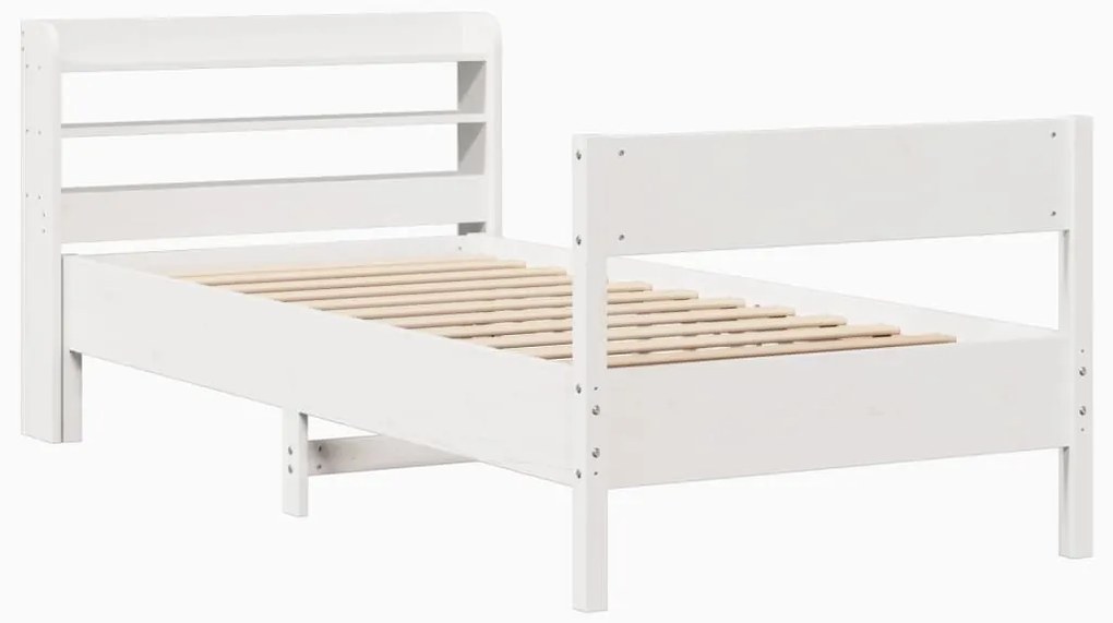 Cama sem colchão 90x200 cm madeira de pinho maciça branco