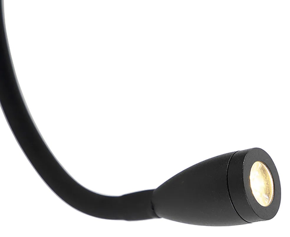 LED Candeeiro de parede inteligente preto com USB e braço flexível incl. Wifi G9 - Flero Moderno