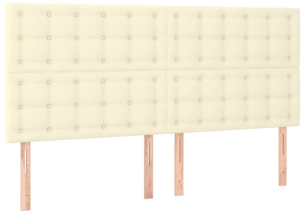 Cabeceira cama c/ LED 200x5x118/128 cm couro artificial crème