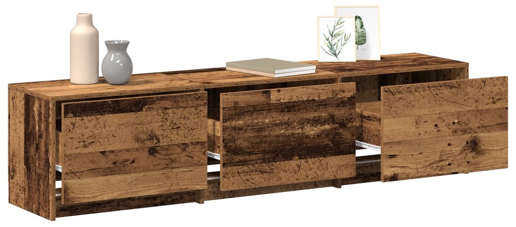 Gabinete de TV com LED Madeira Velha 162,5x34x40 cm Madeira Estruturad